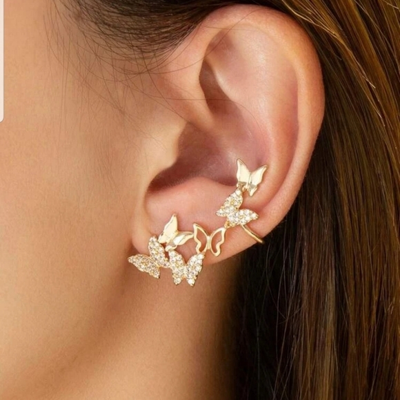 Nikkiwallflower Jewelry - *Cheryl* Butterfly Post and Cuff earrings
